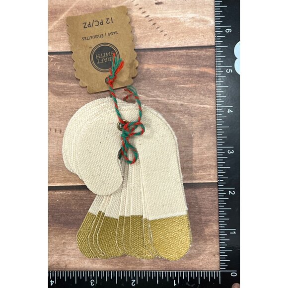 Craft Smith 12-Piece Gold-Dipped Fabric/canvas Tags MSEQ176 Candy Cane Holiday - Picture 1 of 3